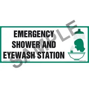 Emergency Shower And Eyewash Station Sign With Graphic