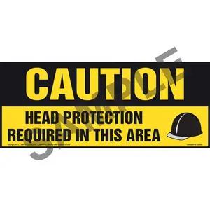 Caution: Head Protection Required In This Area With Graphic - OSHA Sign