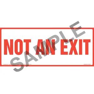 Not An Exit Sign - Red Text on White, Long Format