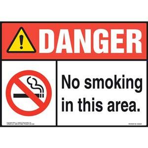 Danger: No Smoking In This Area Sign - ANSI, Landscape