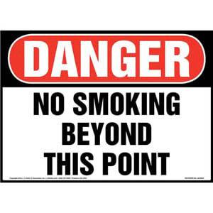 Danger: No Smoking Beyond This Point Sign - OSHA