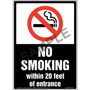 No Smoking Within 20 Feet of Entrance Sign