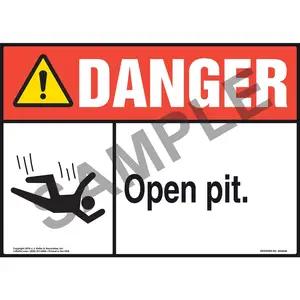 Danger: Open Pit Sign with Icon - ANSI