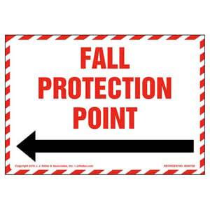 Fall Protection Anchor Point With Left Arrow Graphic Label