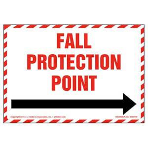 Fall Protection Anchor Point With Right Arrow Graphic Label