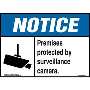 Notice: Premises Protected By Surveillance Camera Sign - ANSI