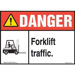 Danger: Forklift Traffic Sign with Icon - ANSI