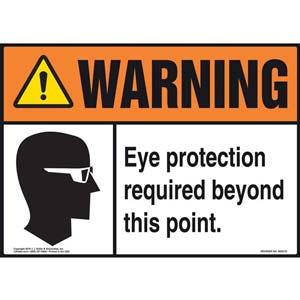 Warning: Eye Protection Required Beyond This Point With Graphic - ANSI Sign