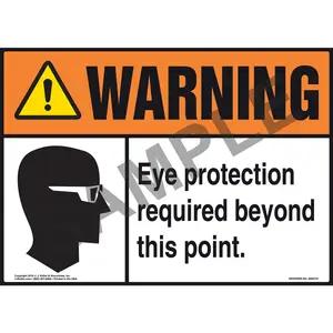 Warning: Eye Protection Required Beyond This Point With Graphic - ANSI Sign