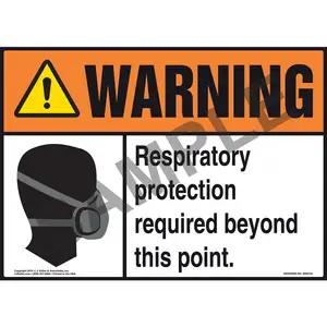 Warning: Respiratory Protection Required Beyond This Point With Graphic - ANSI Sign