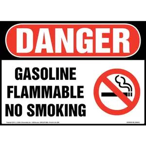 Danger: Gasoline Flammable No Smoking Sign - OSHA