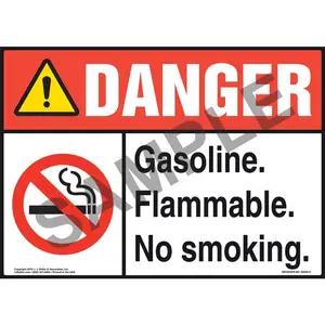 Danger: Gasoline Flammable No Smoking Sign - ANSI