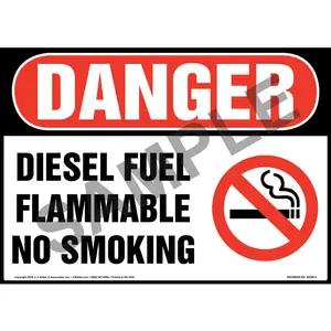 Danger: Diesel Fuel Flammable No Smoking Sign - OSHA