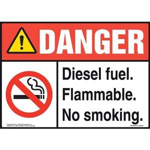 Danger: Diesel Fuel Flammable No Smoking Sign - ANSI