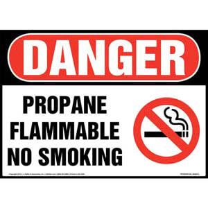 Danger: Propane Flammable No Smoking Sign with Icon - OSHA