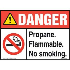 Danger: Propane Flammable No Smoking Sign with Icon - ANSI