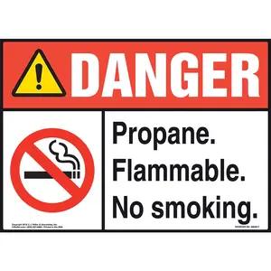 Danger: Propane Flammable No Smoking Sign with Icon - ANSI