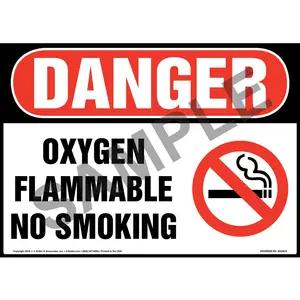 Danger: Oxygen Flammable No Smoking Sign with Icon - OSHA
