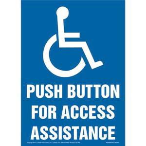 Push Button For Access Assistance Sign - Vertical Format