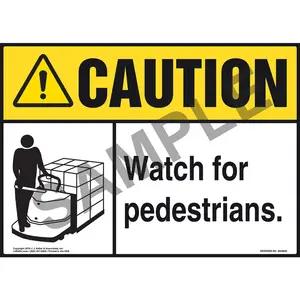 Caution: Watch For Pedestrians Sign - ANSI, Motorized Pallet Jack Icon
