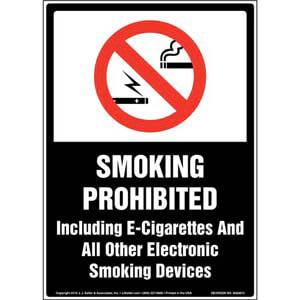 Smoking Prohibited Including E-Cigarettes and Electronic Smoking Devices Sign