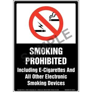Smoking Prohibited Including E-Cigarettes and Electronic Smoking Devices Sign