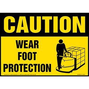 Caution: Wear Foot Protection - (Yellow) OSHA Sign
