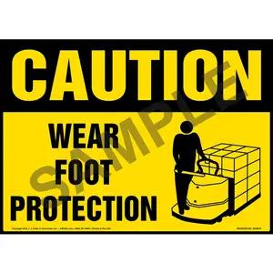Caution: Wear Foot Protection - (Yellow) OSHA Sign