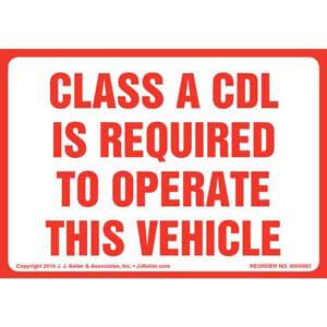 Class A CDL Is Required To Operate This Vehicle Label