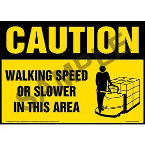 Caution: Walking Speed Or Slower In This Area Sign - OSHA, Motorized Pallet Jack Icon