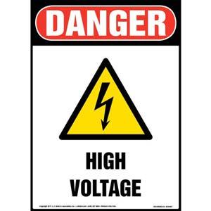 Danger High Voltage With Graphic - OSHA Sign