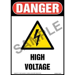 Danger High Voltage With Graphic - OSHA Sign
