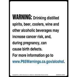 California Prop 65: Alcoholic Beverages Warning Sign