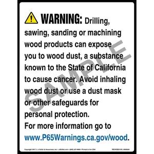 California Prop 65: Wood Dust Warning Sign