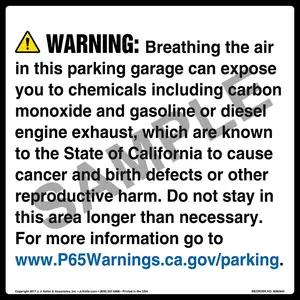 California Prop 65: Parking Facility Warning Sign