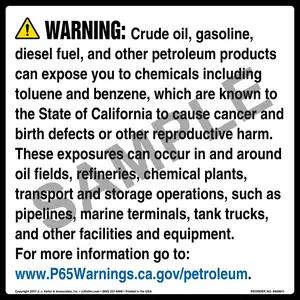 California Prop 65: Petroleum Products Warning Sign