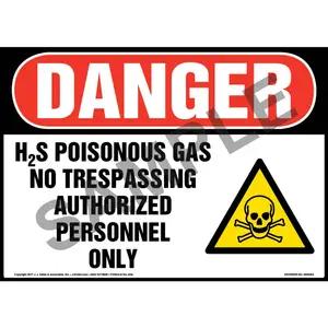 Danger: H2S Poisonous Gases Sign with Icon - OSHA