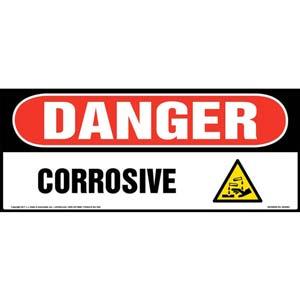 Danger: Corrosive Sign with Icon - OSHA, Long Format