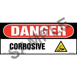 Danger: Corrosive Sign with Icon - OSHA, Long Format