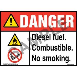 Danger: Diesel Fuel Combustible No Smoking Sign - ANSI