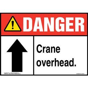 Danger: Crane Overhead Sign with Arrow - ANSI