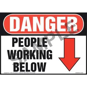 Danger: People Working Below Sign - OSHA