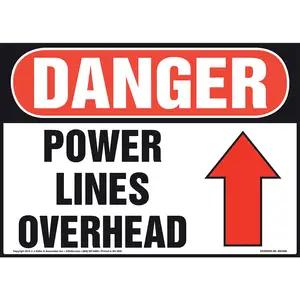 Danger: Power Lines Overhead - OSHA Sign