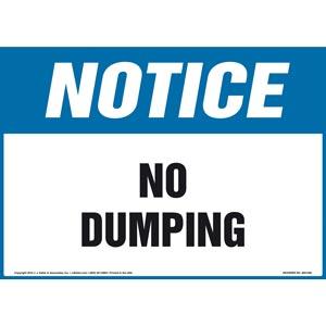 Notice: No Dumping - OSHA Sign