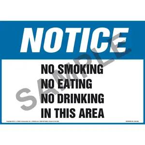 Notice: No Smoking/Eating/Drinking In This Area Sign - OSHA