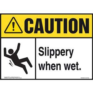 Caution: Slippery When Wet - ANSI Sign