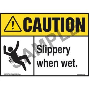 Caution: Slippery When Wet - ANSI Sign