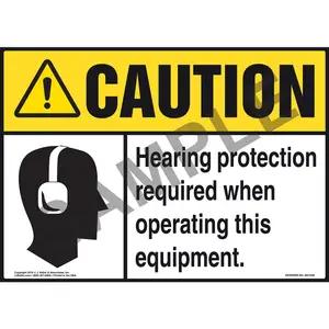 Caution: Hearing Protection Required When Operating Equipment Sign - ANSI