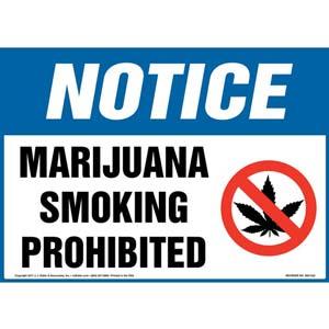 Notice: Marijuana Smoking Prohibited Sign with Icon - OSHA