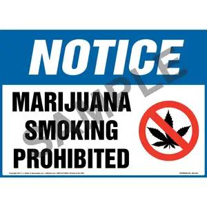 Notice: Marijuana Smoking Prohibited Sign with Icon - OSHA